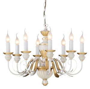 Lustră pe lanț Ideal Lux FIRENZE 8xE14/40W/230V d. 64 cm alb/auriu