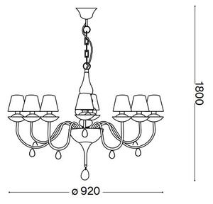 Lustră pe lanț Ideal Lux BLANCHE 8xE14/4W/230V d. 92 cm negru