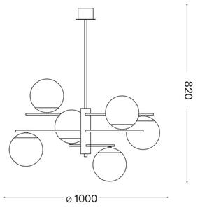 Lustră pe tijă Ideal Lux GOURMET 6xE14/28W/230V d. 100 cm auriu