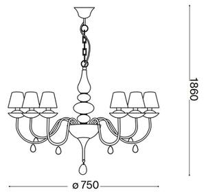Lustră pe lanț Ideal Lux BLANCHE 6xE14/4W/230V d. 72 cm negru