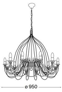 Lustră pe lanț Ideal Lux CORTE 12xE14/40W/230V d. 95 cm cupru