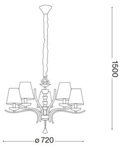 Lustră pe lanț Ideal Lux PEGASO 5xE14/28W/230V d. 72 cm auriu
