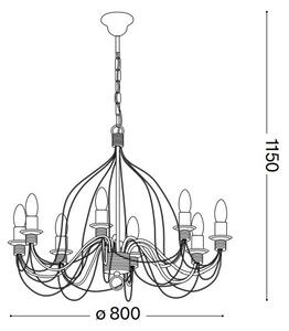Lustră pe lanț Ideal Lux CORTE 8xE14/40W/230V d. 80 cm cupru