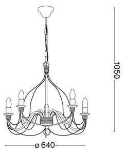 Lustră pe lanț Ideal Lux CORTE 5xE14/40W/230V d. 54 cm cupru