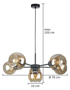 Lustră pe cablu KALIOPE 6xE27/60W/230V negru/bej fumuriu