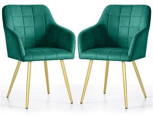 Set 2 scaune de sufragerie Luxemburg (verde închis + auriu). Promo -15%. 1152202