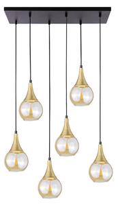 Lustră pe cablu LACRIMA HONEY 6xE27/60W/230V negru/auriu/bej fumuriu