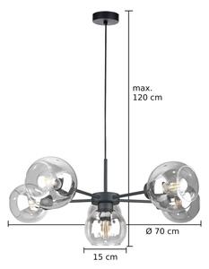 Lustră pe cablu KALIOPE 6xE27/60W/230V negru/transparent