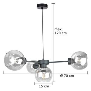 Lustră pe cablu KALIOPE 4xE27/60W/230V negru/transparent