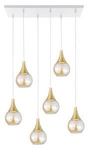 Lustră pe cablu LACRIMA HONEY 6xE27/60W/230V alb/auriu/bej fumuriu
