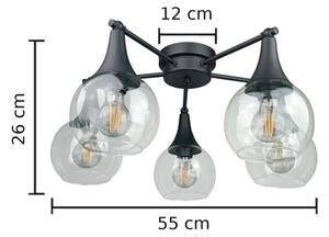Lustră aplicată STAR 5xE27/60W/230V negru/transparent