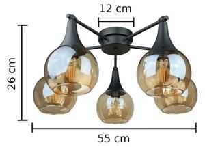 Lustră aplicată STAR 5xE27/60W/230V negru/bej fumuriu
