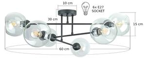 Lustră pe tijă VASCO 4xE27/60W/230V negru/transparent