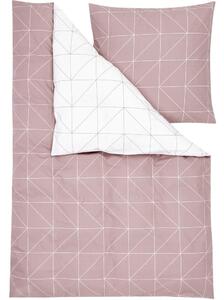 Lenjerie de pat din bumbac by46, 135 x 200 cm, roz-alb