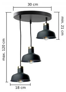 Lustră pe cablu HEBE 3xE27/60W/230V negru