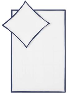 Lenjerie de pat din bumbac percale Westwing Collection Joanna, 135 x 200 cm, alb-albastru