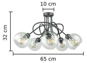 Lustră aplicată EVIE 5xE27/60W/230V antracit/transparent