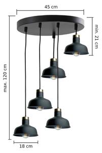 Lustră pe cablu HEBE 5xE27/60W/230V negru