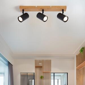 Spot Industrial Klausen Zinnia PL3 3xGU10 Negru Natur, Corp Iluminat Modern Orientabil 12x49x6 cm, Ideal Living Bucatarie, Design Metalic Elegant