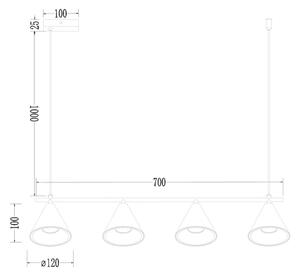 Lustră pe cablu CONE 4xGU10/10W/230V auriu/negru