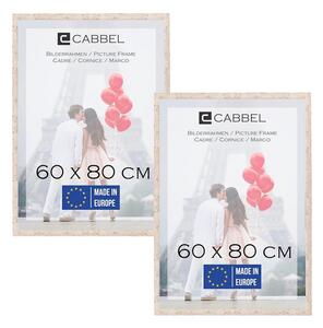 Rama foto, set 2 bucati, 60x80 cm, din lemn MDF, sticla acrilica, mesteacan