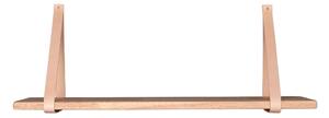 Raft din lemn cu suport din piele maro Casa Nordic Forno, 120 x 20 cm