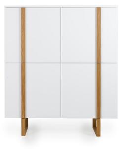 Comodă cu picioare de stejar Tenzo Birka, 118 x 135 cm, alb