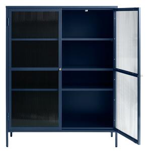 Vitrină din metal Unique Furniture Bronco, înălțime 140 cm, albastru