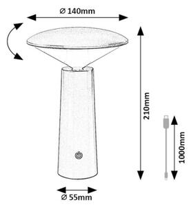 Lampă LED tactilă reîncărcabilă dimabilă de masă Rabalux 77147 POLPERRO LED/3W/3,7V 1200mAh negru