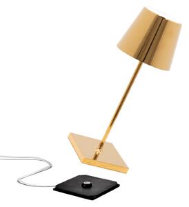 Zafferano Poldina mini lampă cu baterie interioară auriu lucios, reglabil, Auriu / Alamă, Camera de zi / sufragerie, Metal, Modern