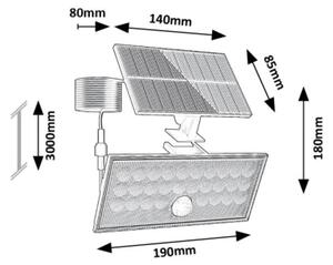 Rabalux 77129 - Proiector solar LED ZAVOD cu senzor LED/8W/3,7V 1800mAh IP65