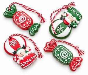 Set 4 bucati ornamente de Craciun CANDY ELF 6 cm