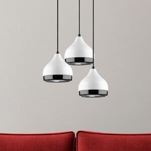 Opviq Lampă suspendată Yildo 6873, alb/negru, metal, 3 becuri, rotundă, reglabil, Alb, Camera de zi / sufragerie, Metal, Modern