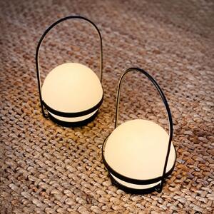 Dyberg Larsen Lanternă cu baterie LED Summer, 2 bucăți, negru, reglabil, Negru, Metal, Modern