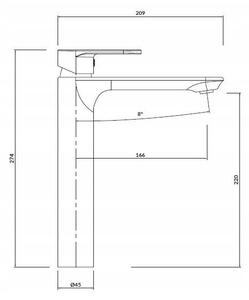 Cersanit Crea, baterie chiuveta inalta h-274, crom, S951-329