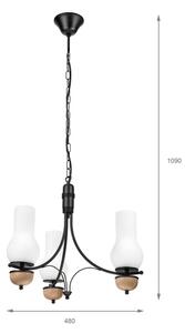 Brilagi - Candelabru LED pe lanț COTTAGE 3xE14/40W/230V stejar/negru/alb