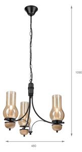 Brilagi - Lustră LED pe lanț COTTAGE 3xE14/40W/230V stejar/negru/bej fumuriu
