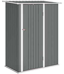 Outsunny Depozit de Grădină 1.07m² din Oțel Zincat, Depozit pentru Unelte cu Ușă Blocabilă și Acoperiș Înclinat, 142x86x189 cm, Gri Deschis | Aosom Romania