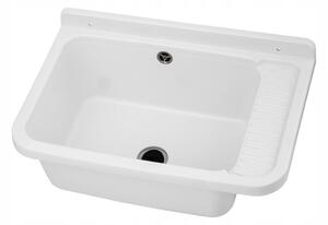 Gamma Erga Celia, chiuveta universala din plastic 58,4x38x26 cm + sifon, 1 camera, alb, GMA-KGC60-WH