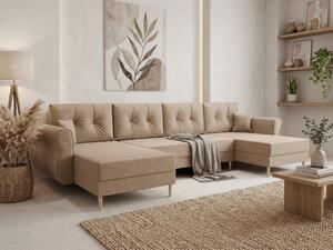 Coltar extensibil in forma de U SILVIANO, bej, 300x140 cm + 2 perne GRATUIT