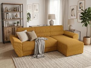 Coltar extensibil de colt TAVERO, mustar, reversibil, 251x140 cm