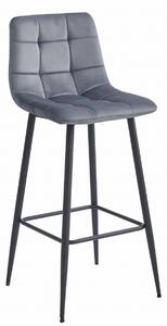 Scaun de bar ARCETO VELVET cu picioare negre, gri inchis