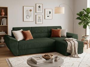 Coltar extensibil de colt TAVERO, verde inchis, reversibil, 251x140 cm