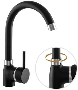 Gamma Alfa, robinet pentru chiuvetă de sine stătător, negru mat cu pete, GMA-BB-BK