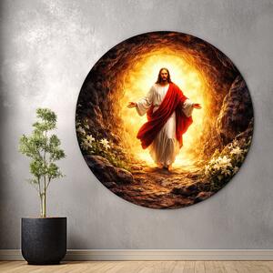 DUBLEZ | Tablou religios rotund - Renașterea lui Isus | Imprimare UV premium