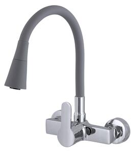 Gamma Flex 3000, baterie pentru chiuvetă cu braț flexibil, gri-crom, GMA-BFXS-3000G