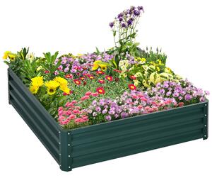 Outsunny Pat de Gradina Suprainaltat Galvanizat Cadru din Otel pentru Cultivare Legume Flori 120x120x30cm Rezistent la Intemperii | Aosom Romania