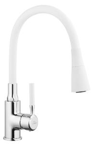 Invena Hula, baterie chiuveta inalta 2 functii, alb-crom, INV-BZ-85-L02-L