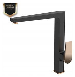 Invena Midnight, robinet de lavoar de sine stătător, negru-aur roz, BZ-35-014-V