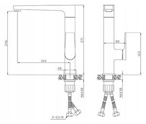 Invena Midnight, robinet de lavoar de sine stătător, negru-aur roz, BZ-35-014-V